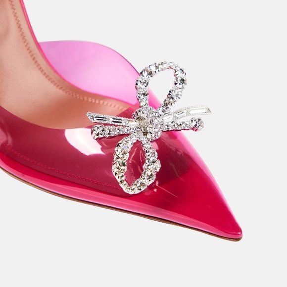 Amina Muaddi Glass PVC Slingback in Pink Crystal✨SZ 39.5 new with box Lotus Pink - Picture 5 of 12